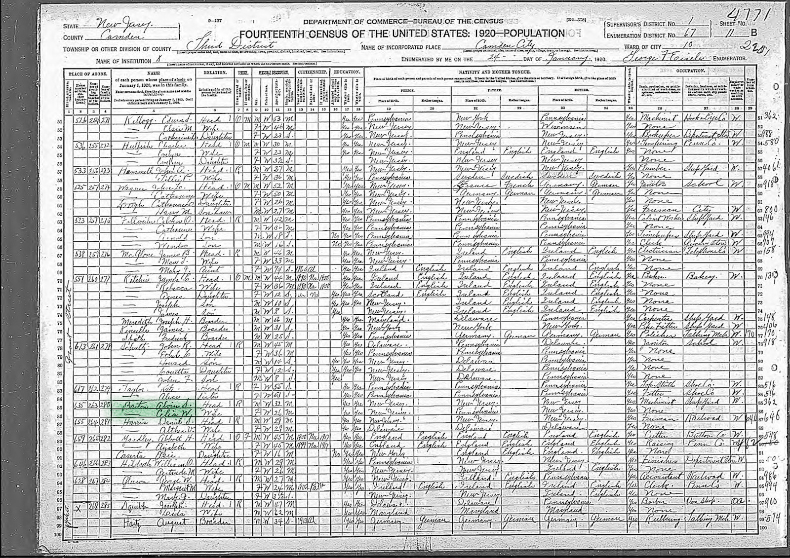 Census Barton - 1920 United States Federal Census