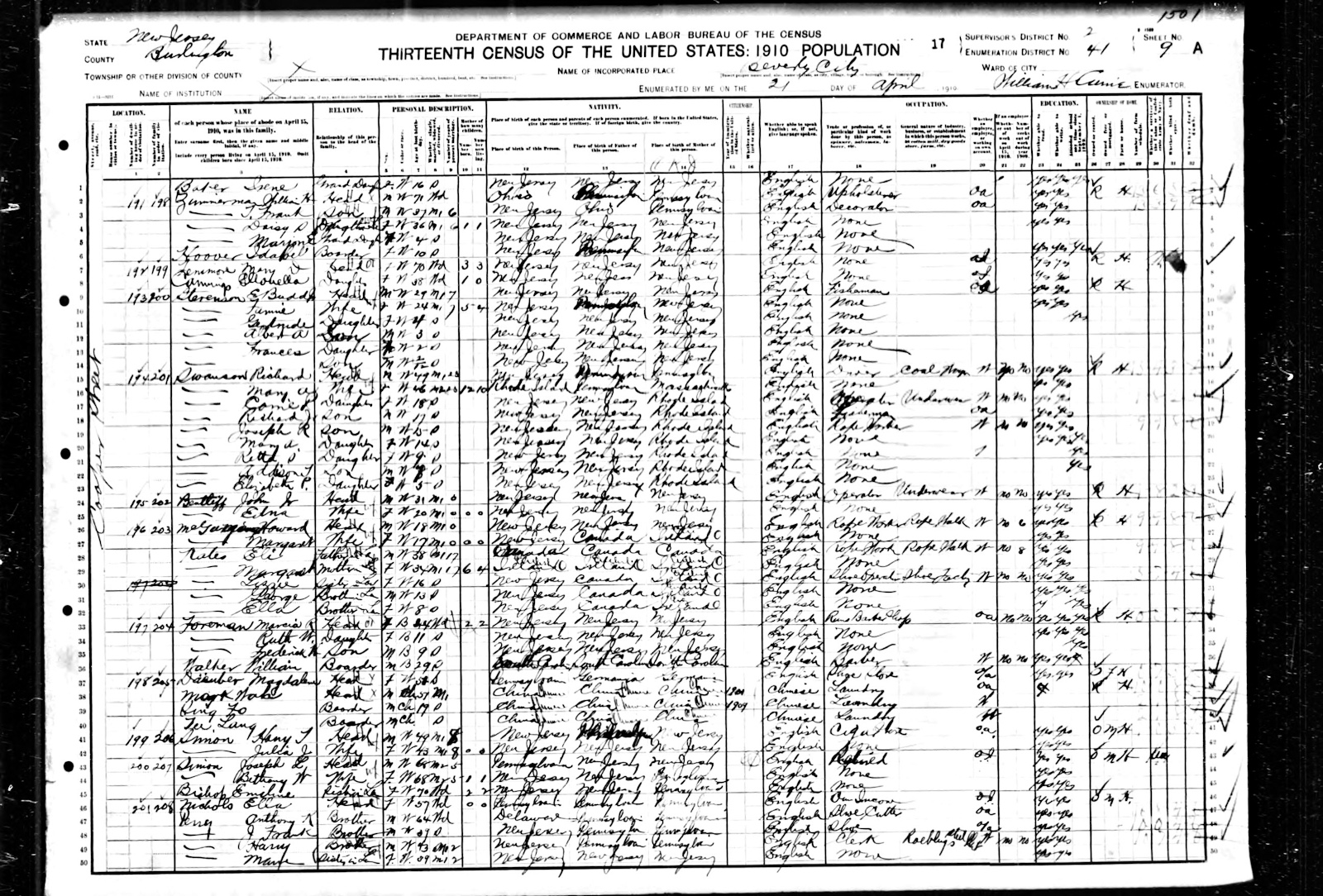 Census Bentiff  - 1910 United States Federal Census