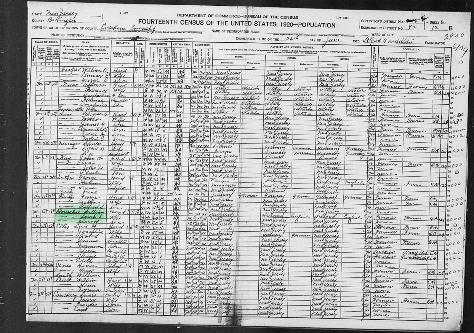 Census Donahue - 1920a United States Federal Census