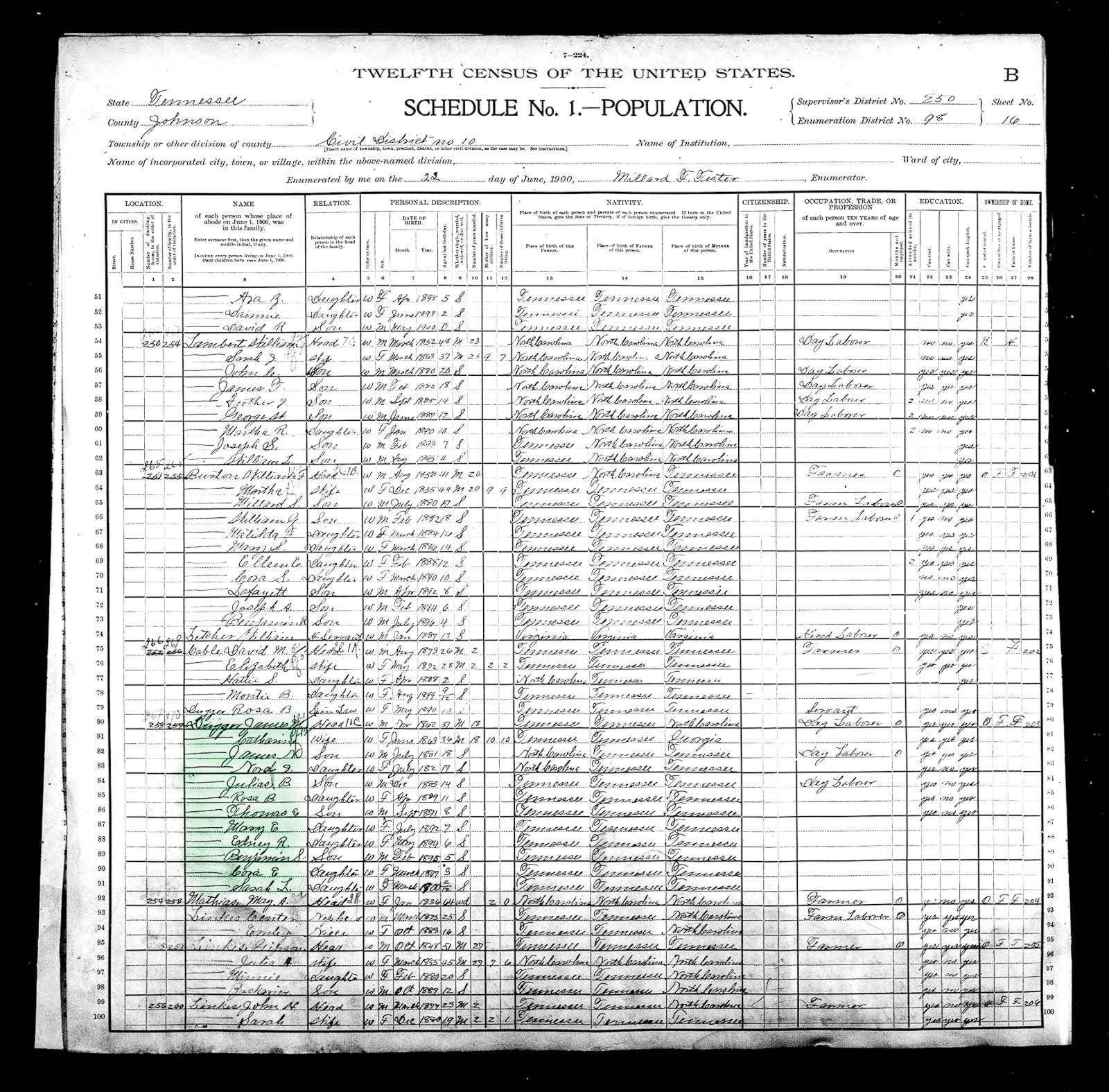 Census Dugger - 1900a United States Federal Census