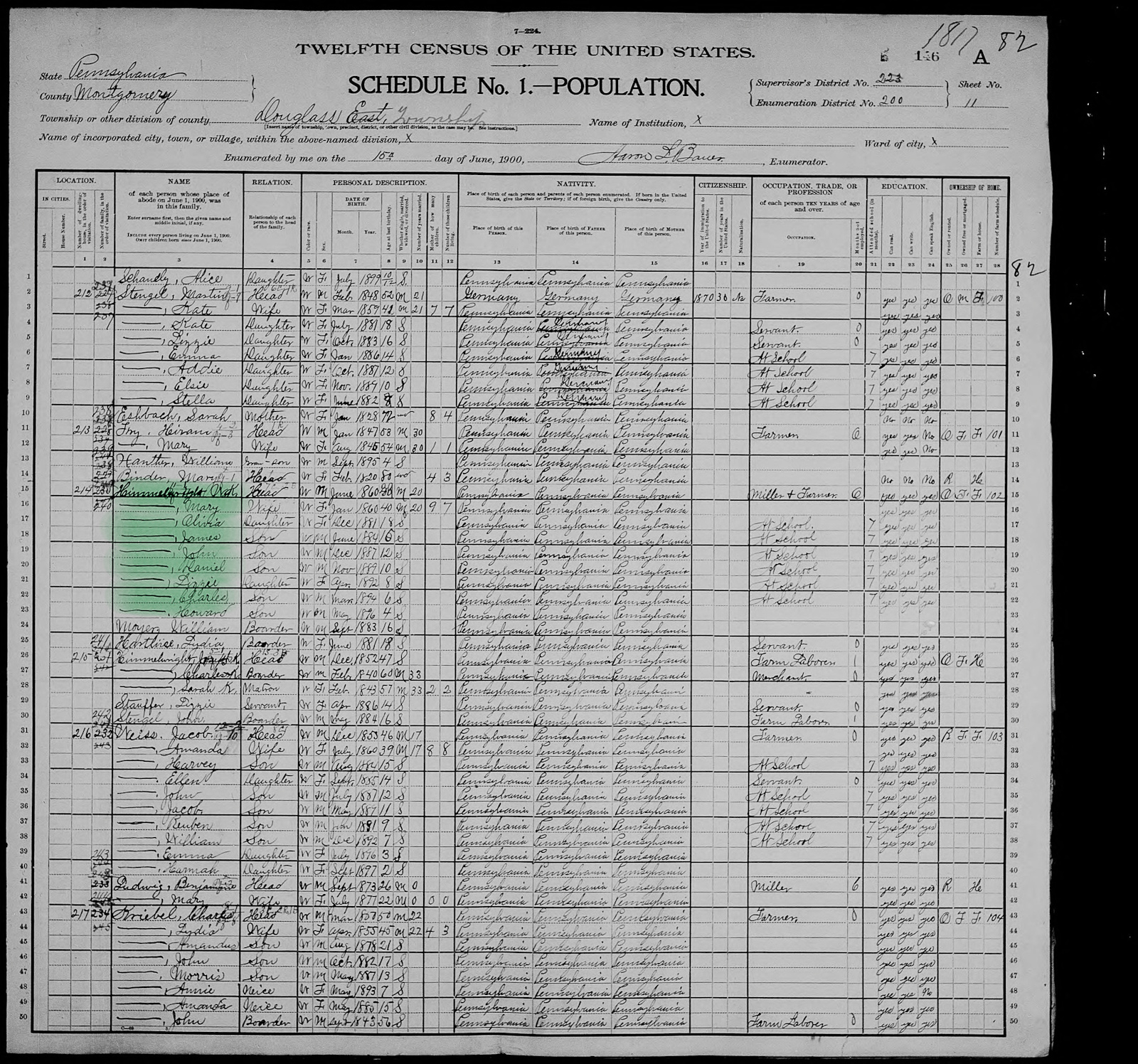 Census Himmelwright - 1900a United States Federal Census