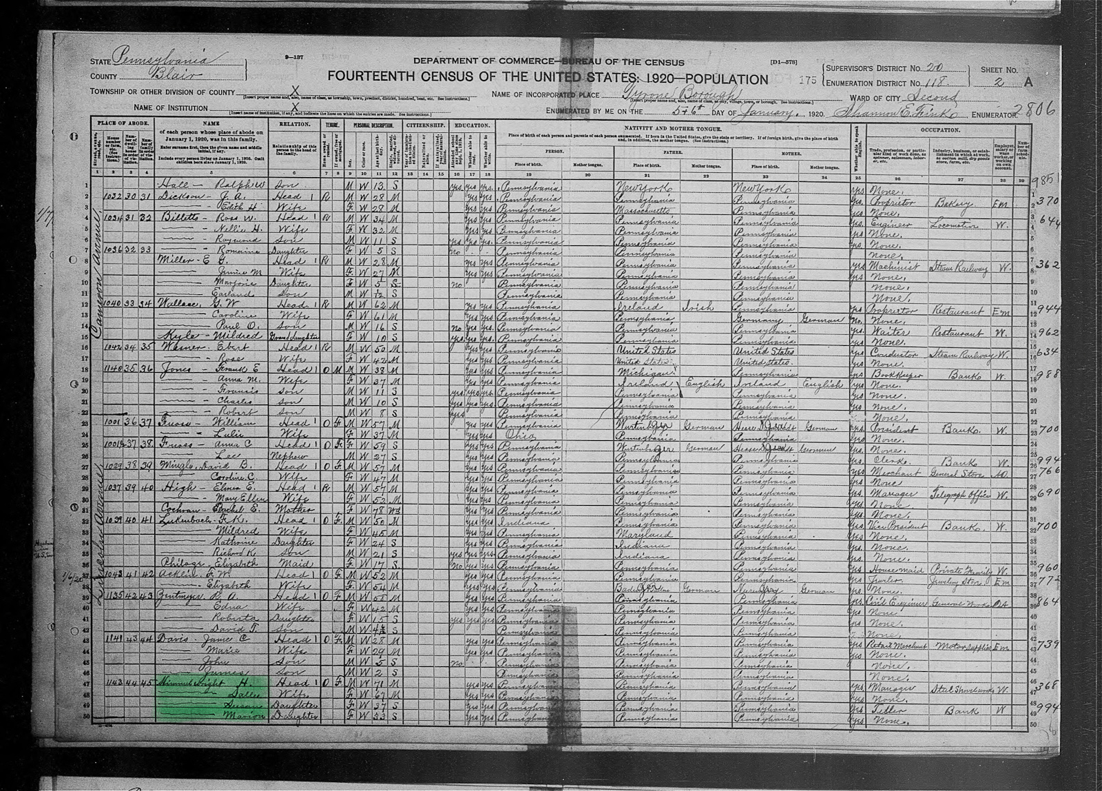 Census Himmelwright - 1920b United States Federal Census