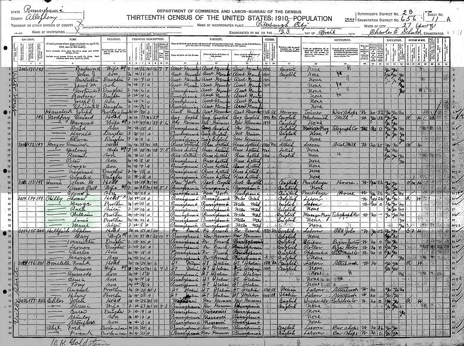 Census Reilly - 1910a United States Federal Census