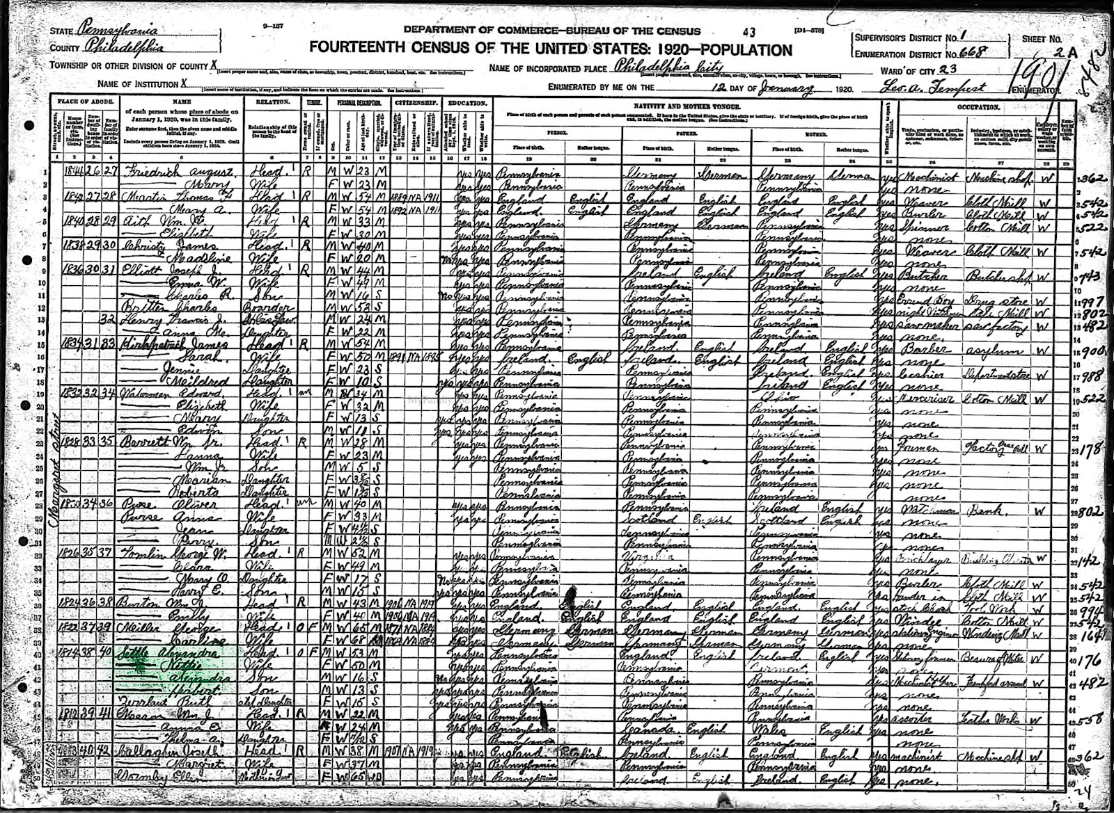Census Settle - 1920 United States Federal Census