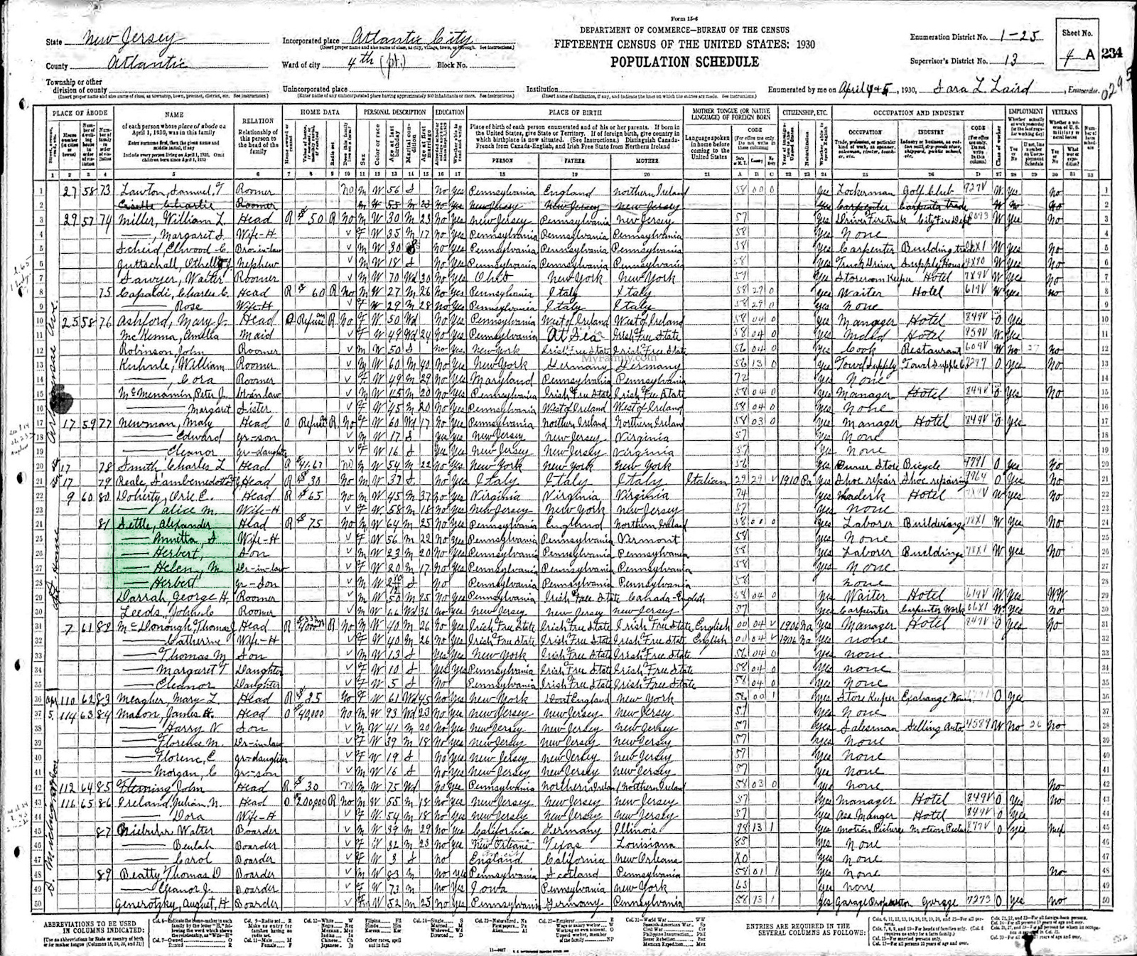 Census Settle - 1930 United States Federal Census