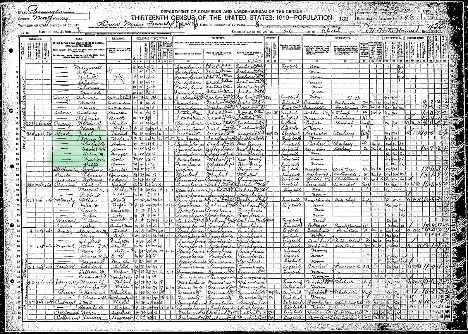 Census Shead - 1910 United States Federal Census