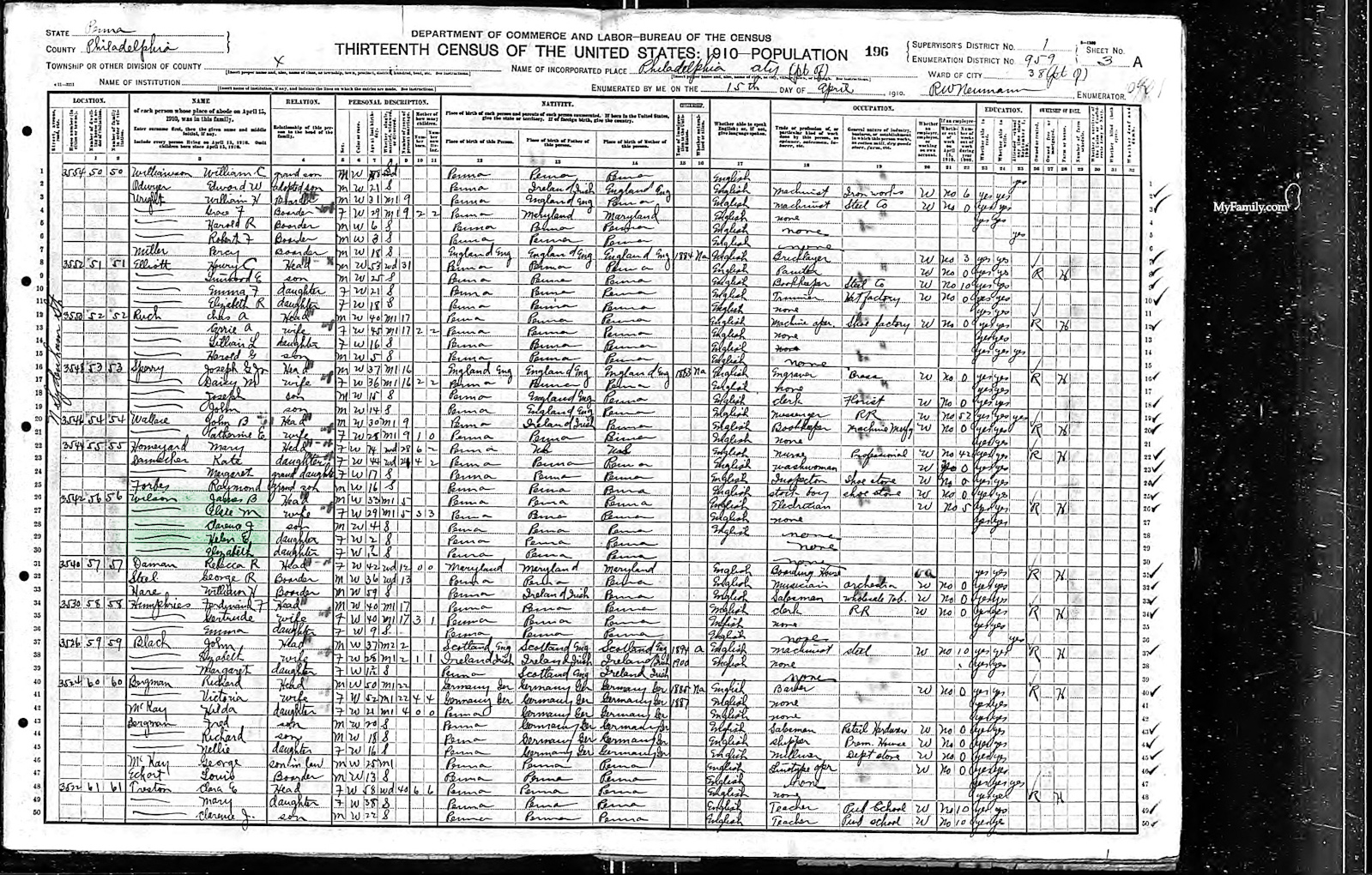 Census Wilson - 1910 United States Federal Census