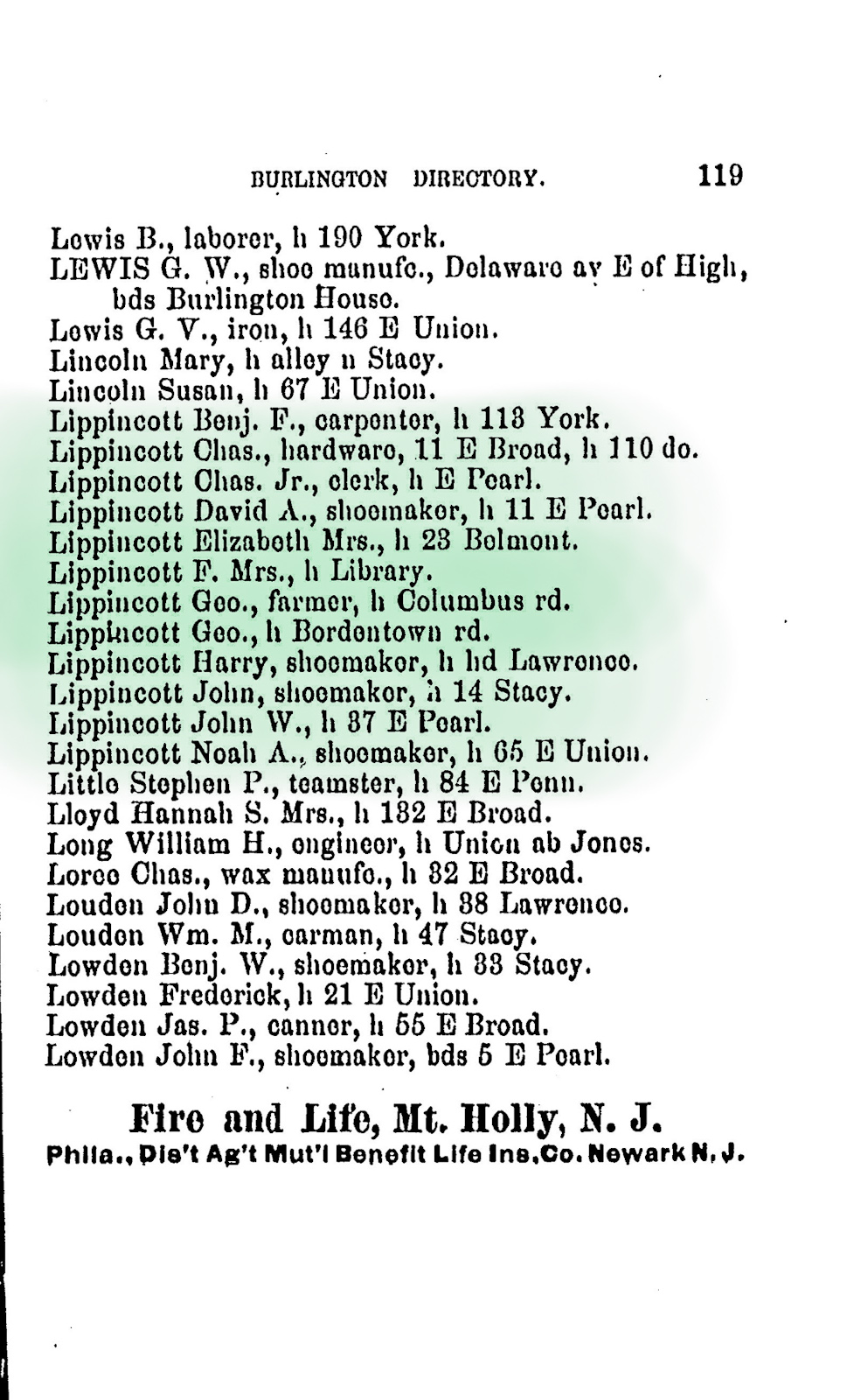 Info - Burlington County directory for 1876-77