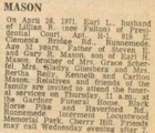 Obituary - Earl L Mason