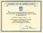 WWII  Appreciation Certificate NJ - Thomas T Reilly Jr